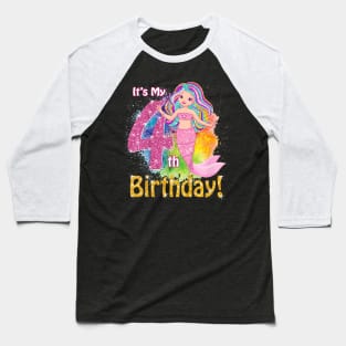 Kids 4 Year Old (It'S My 4Th Birthday) Mermaid Outfit Baseball T-Shirt